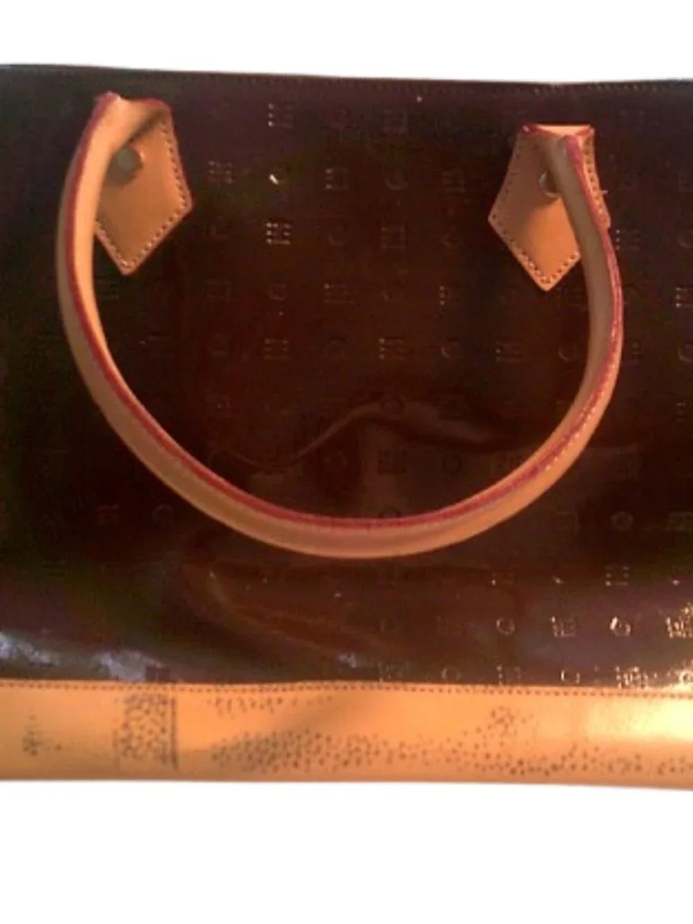 ARCADIA Italian Designer Burgundy Luxury Patent Leather Top Handle Purse